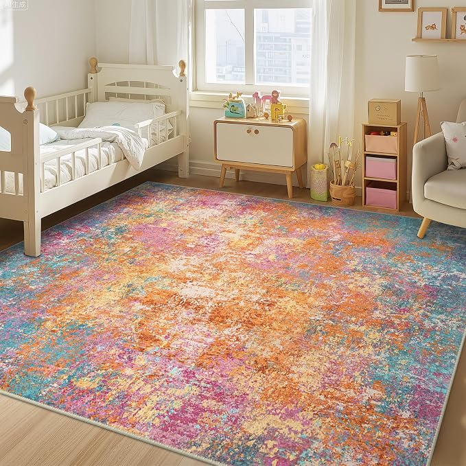 RELEANY Washable Area Rugs 9'x12' Non-Slip Modern Abstract Soft