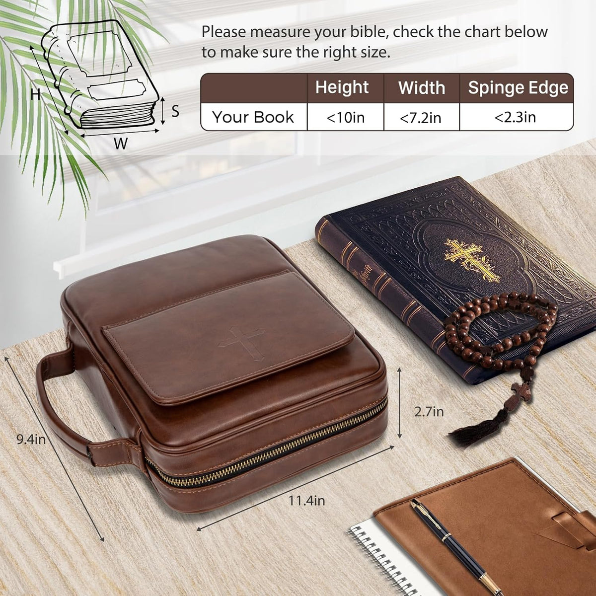CITYCHASE Bible Covers for Men & Women, Bible Case Carrying Church Bag with Book Stand, Bible Bag with Handle, Zipper and Multi-Pockets for Scripture Study Bible Protector