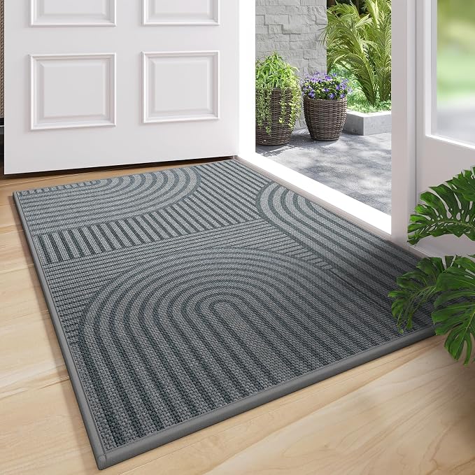 Front Door Mat 24''x35'', Absorbent Dirt Resist Washable Non Slip Low-Profile