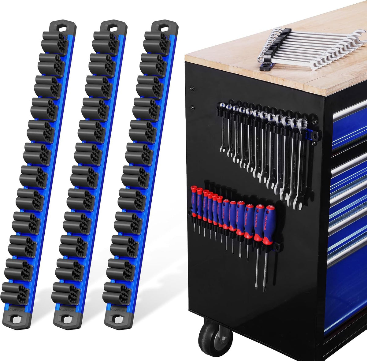 WORKPRO Magnetic Screwdriver and Wrench Organizer Set, 36-Slot Tool Holders