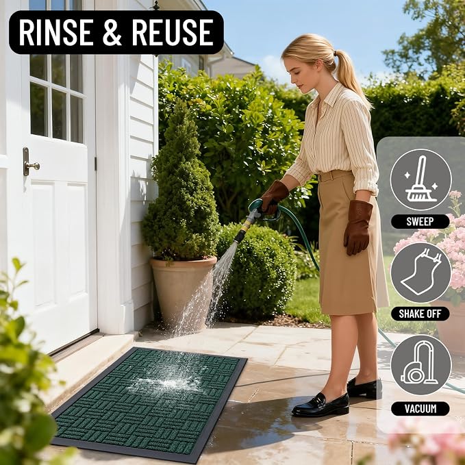 OLANLY Front Door Mat Outside Entrance 71x47, Heavy Duty Sturdy Natural Rubber