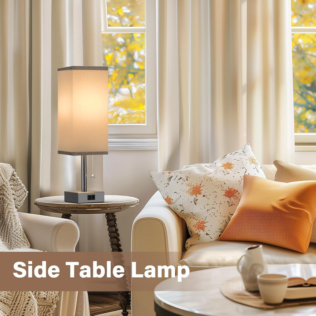 Fenmzee Bedside Lamp for Bedroom Set of 2 - Grey Table Lamp for Nightstand