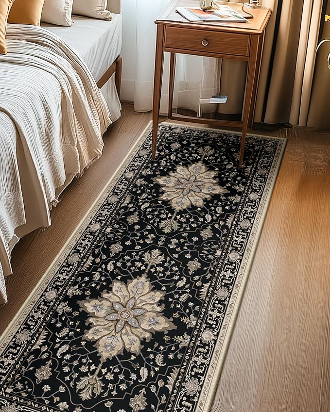 RELEANY Area Rugs Runner 2'x6' Washable Non-Slip, Floral Vintage Distress