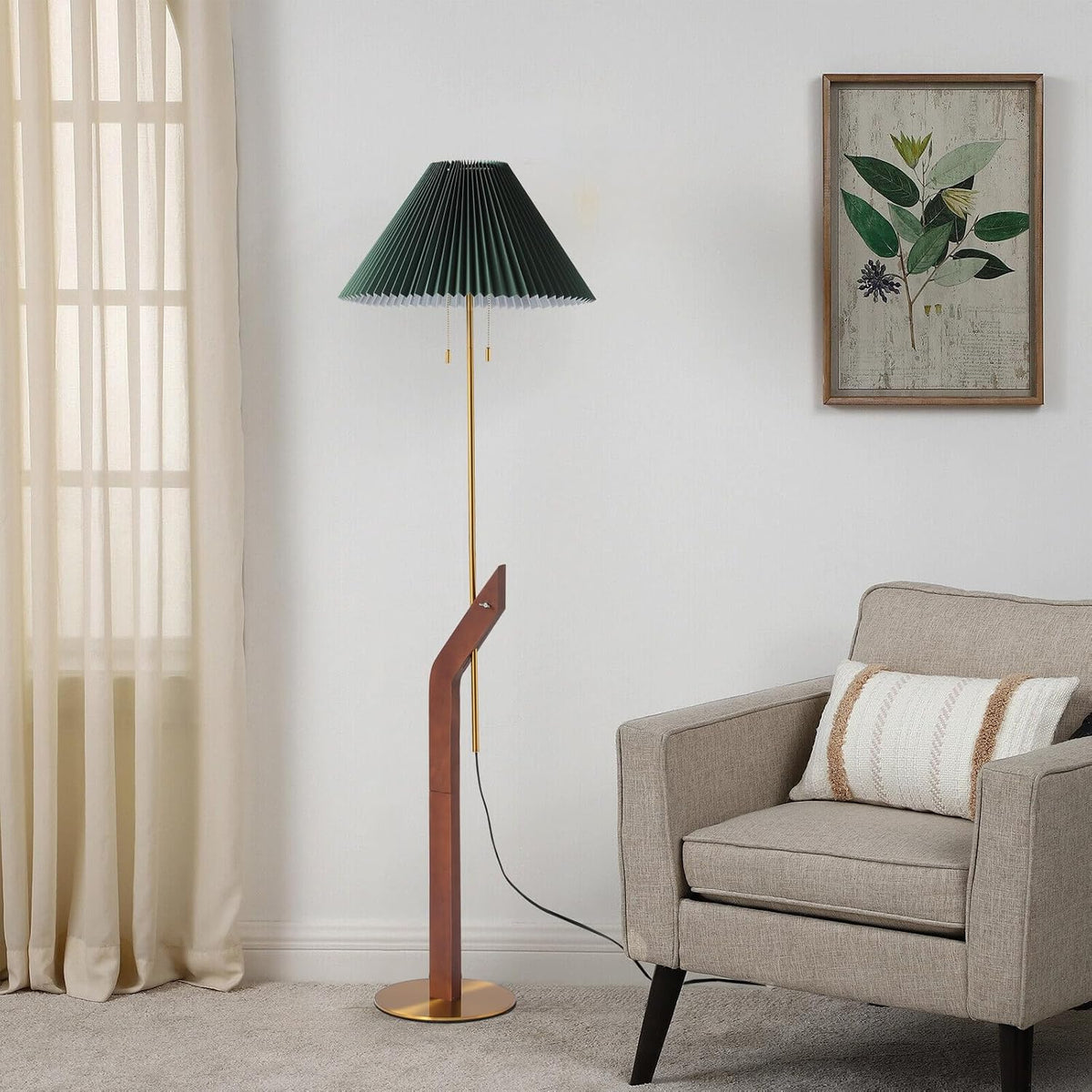 Floor Lamps for Living Room,Gold Mid Century Modern Wood Standing Lamp