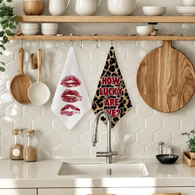 Trendy Red Cheetah Print Hand Towels