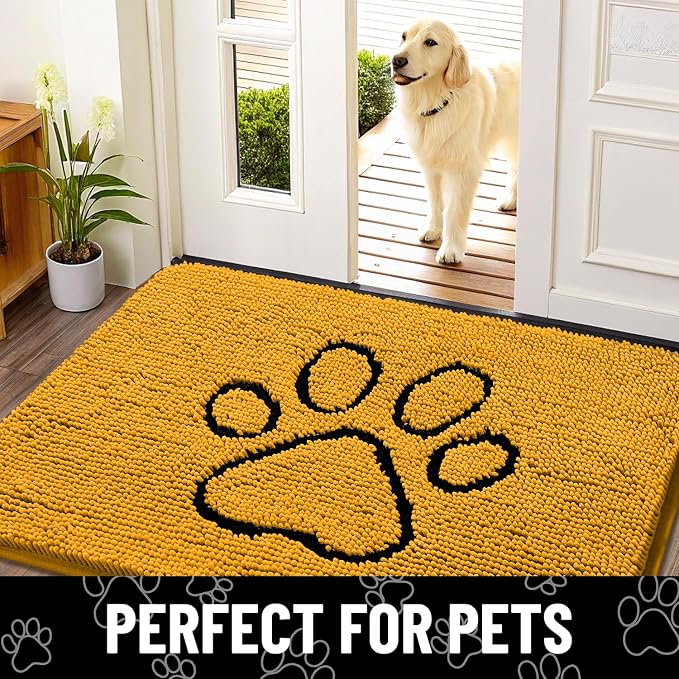 Smiry Dog Door Mat for Muddy Paws, Absorbent Dirt Trapper Non Slip Quick Dry