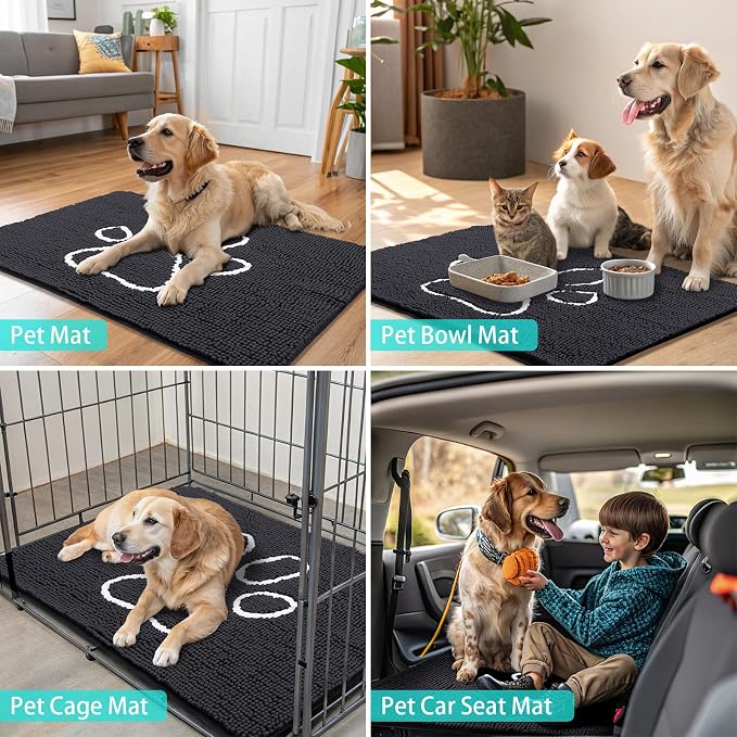 Smiry Dog Door Mat for Muddy Paws, Absorbent Dirt Trapper Non Slip Quick Dry