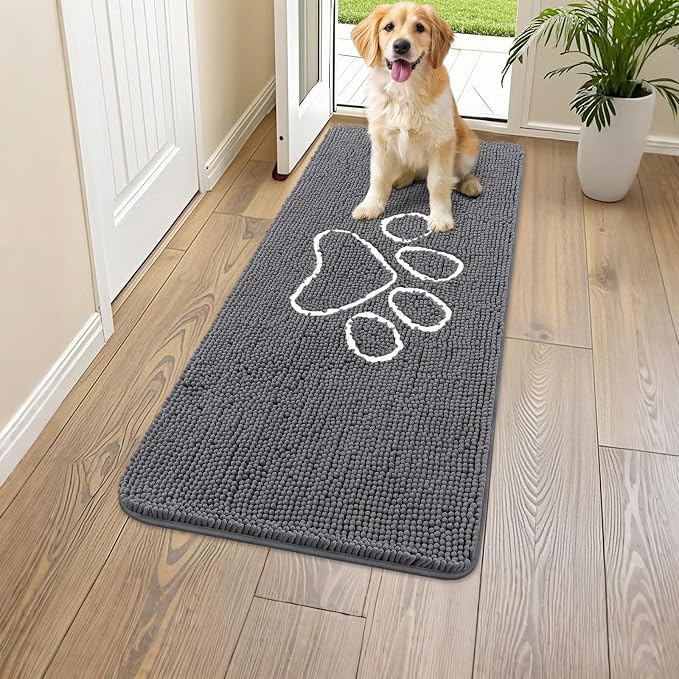 Smiry Dog Door Mat for Muddy Paws, Absorbent Dirt Trapper Non Slip Quick Dry
