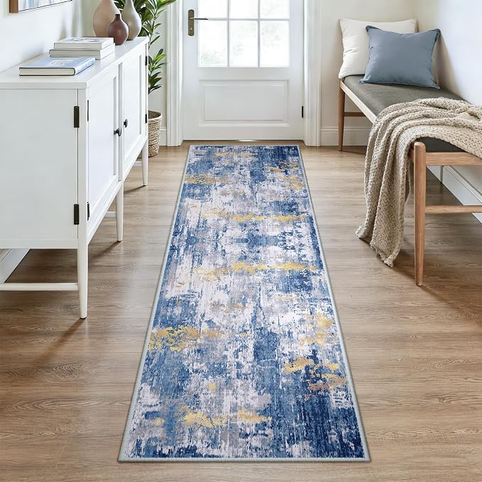 RELEANY Washable Area Rugs 2'6"x8 Non-Slip Modern Abstract Soft