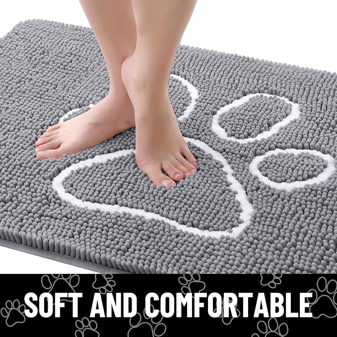 Smiry Dog Door Mat for Muddy Paws, Absorbent Dirt Trapper Non Slip Quick Dry