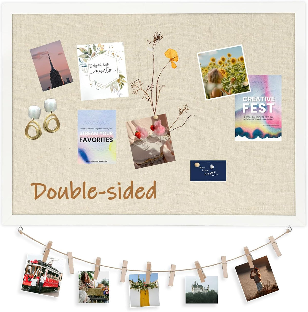 DOLLAR BOSS Double-Sided Bulletin Boards with Linen, 24"x18" Cork Board