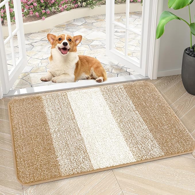 Kitinjoy Indoor Outdoor Door Mat, 30x17 Non-Slip Absorbent Dirt Trapper