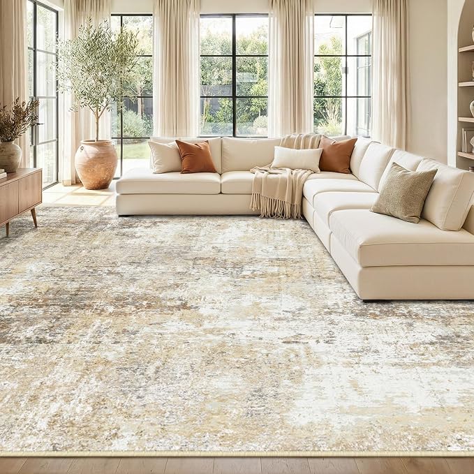 RELEANY Washable Area Rugs 10'x14 Non-Slip Modern Abstract Soft