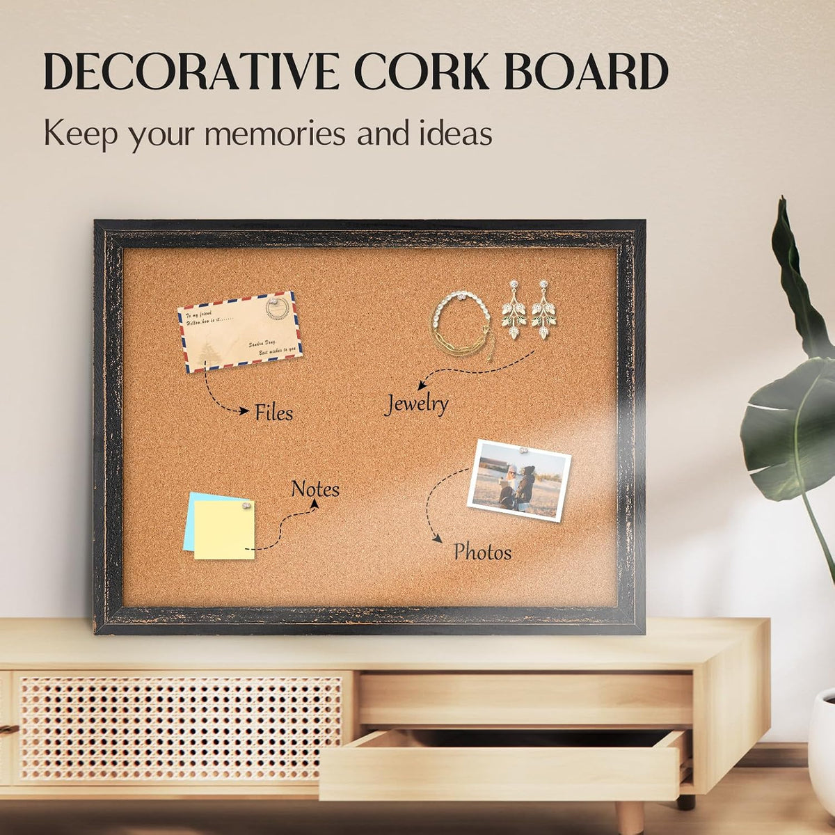 Cork Board Bulletin Board, 36"x24" Corkboard for Wall