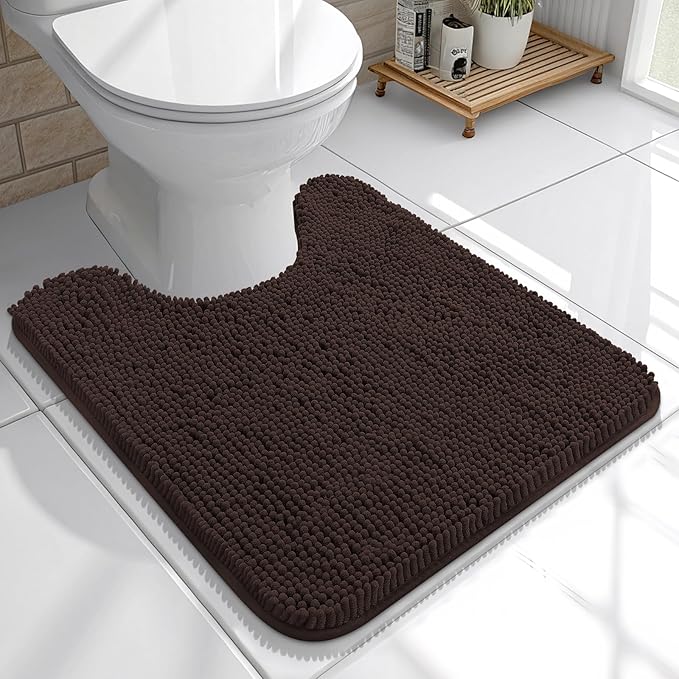 OLANLY Toilet Rugs U-Shaped 20x20, Extra Soft Absorbent Chenille Contour