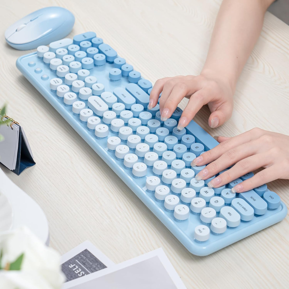 Colorful Wireless Keyboard and Mouse Combo (Blue Gradient)