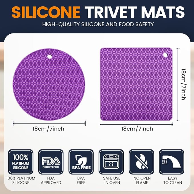 Silicone Trivet Mats 4 Heat Resistant Pot Holders Multipurpose Non-Slip Hot Pads