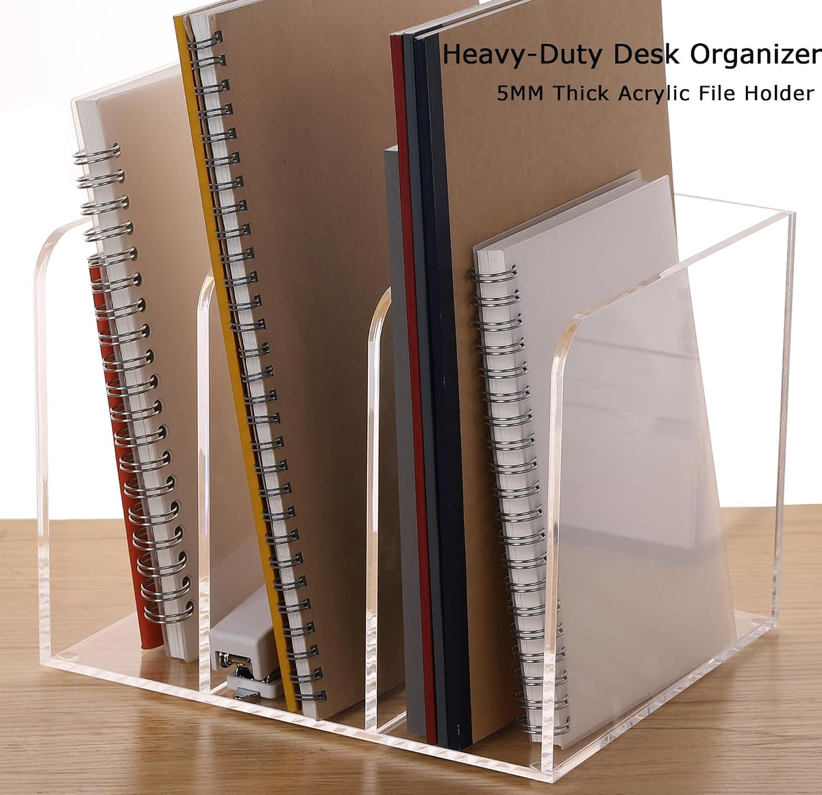 Acrylic Desk File Organizer, 3-Section Vertical File Folder Rack,Clear