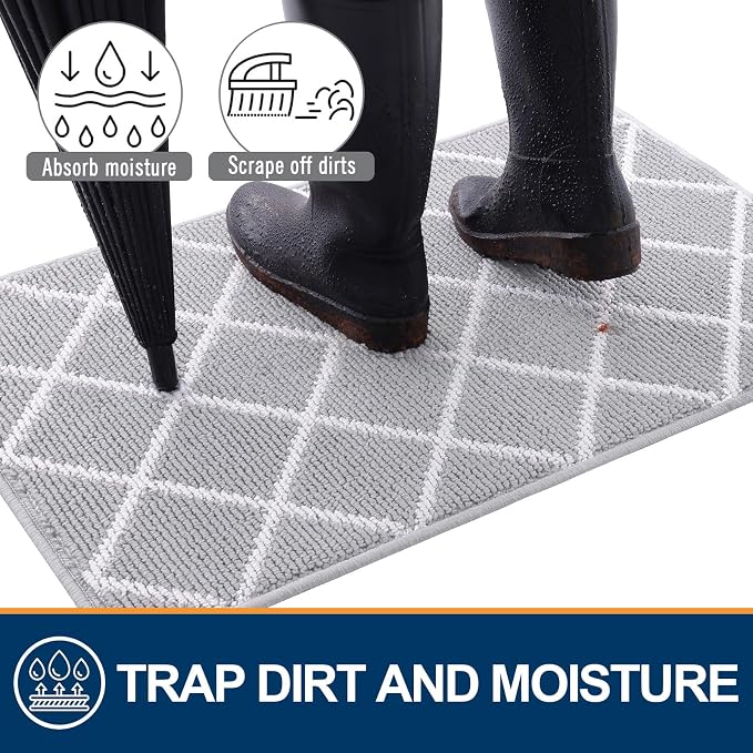 Finchitty Indoor Door Mat, Dirt Resistant and Absorbent, Low-Profile, Washable