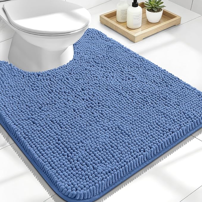 OLANLY Toilet Rugs U-Shaped 24x20, Extra Soft Absorbent Chenille Contour