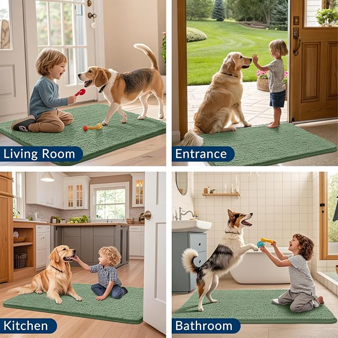 Smiry Dog Door Mat for Muddy Paws 47x32, Absorbent Dirt Trapper, Non-Slip
