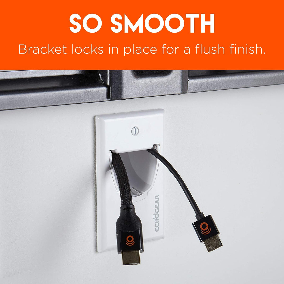 ECHOGEAR White in Wall Cable Hider - 2 Pack Single Gang Pass Through Pair with Drywall Brackets Included - Manage & Conceal 8 Low Voltage Cords - Quick Install with Cutting Template