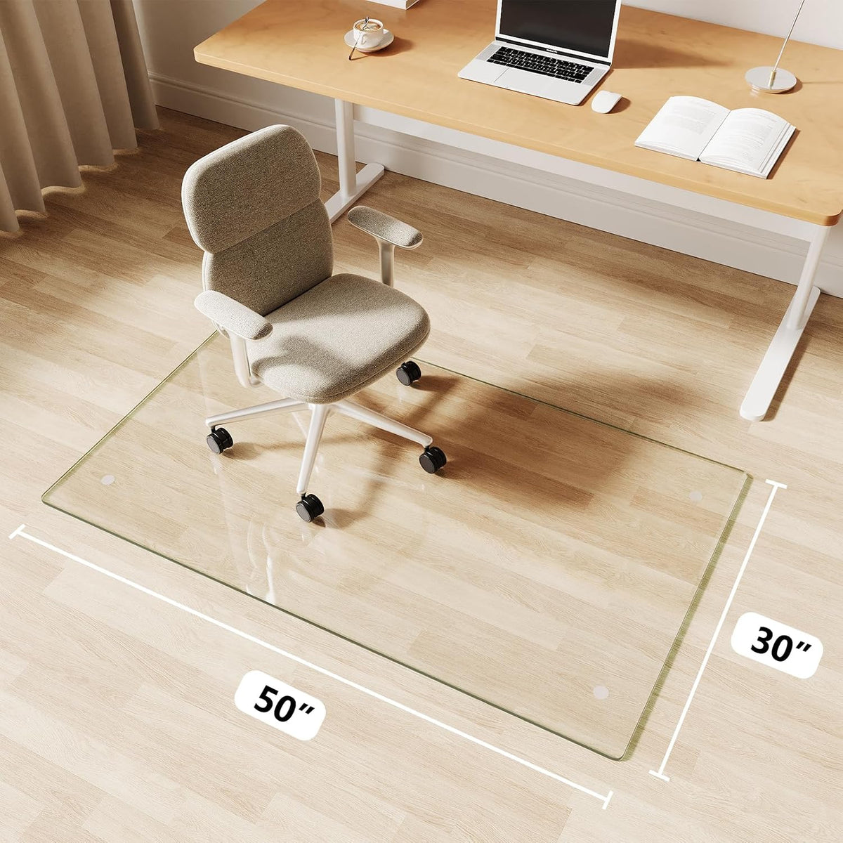 Glass Chair Mat 30" x 50" Tempered Glass Office Chair Mat