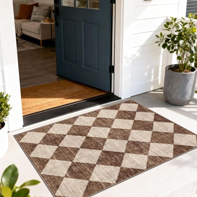 Checkered Entryway Rug
