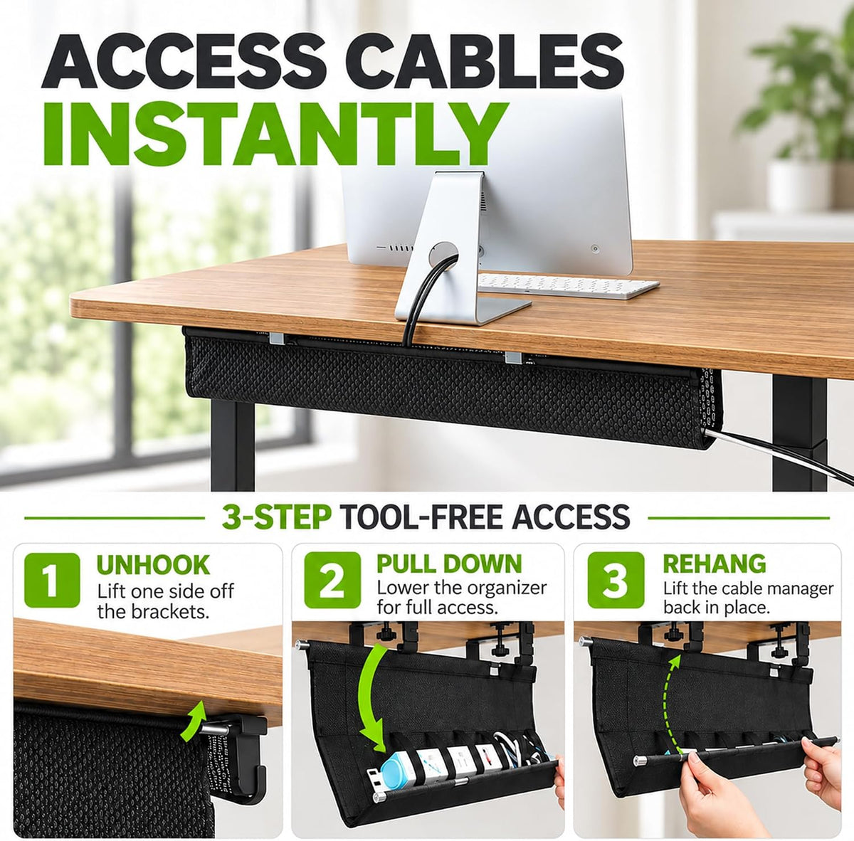 Perfect POSTURE Mesh Cable Management Tray Under Desk Cord Organizer - 38"