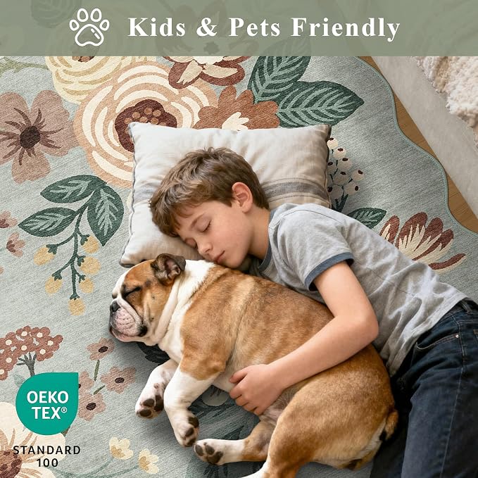 DUKINO 2.6x8 Runner Rug for Hallway, Washable Kitchen Rug