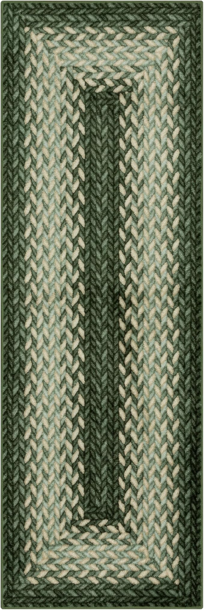 Maples Rugs Marion Bohemian Braided-Style Print Runner Rug – Made in USA –