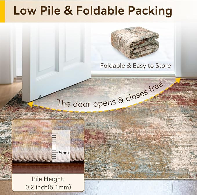 RELEANY Washable Area Rugs 3x4 Non-Slip Modern Abstract Soft