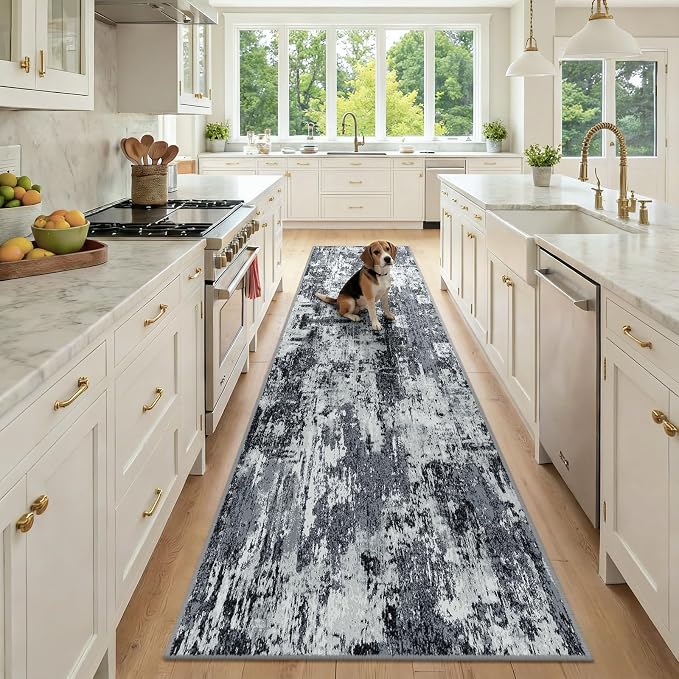 RELEANY Washable Area Rugs 2'6"x10 Non-Slip Modern Abstract Soft