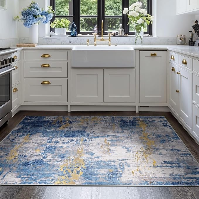 RELEANY Washable Area Rugs 4'x6' Non-Slip Modern Abstract Soft