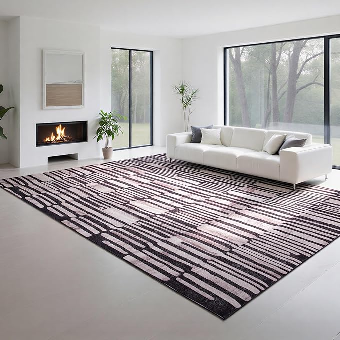 Washable Rugs 8x10 Area Rugs for Living Room- Modern Abstract Rugs for Bedroom