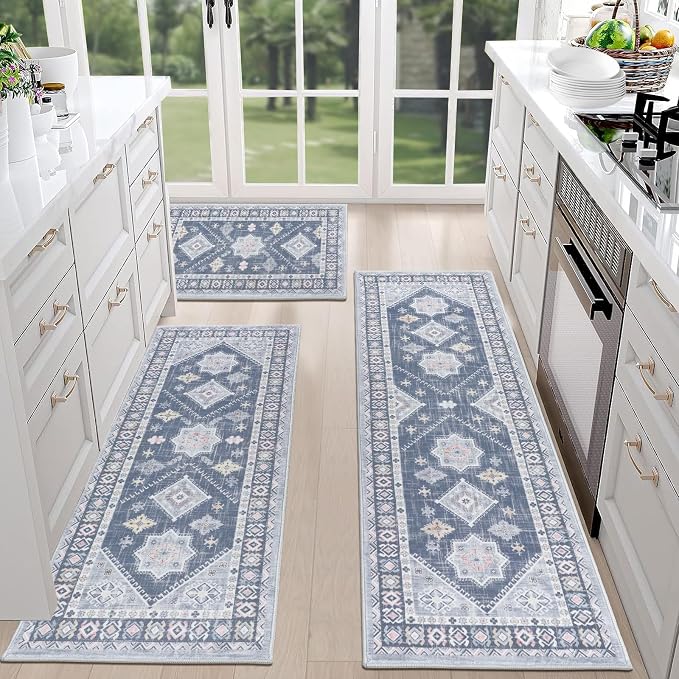 HEBE Boho Kitchen Rug Sets 3 Piece