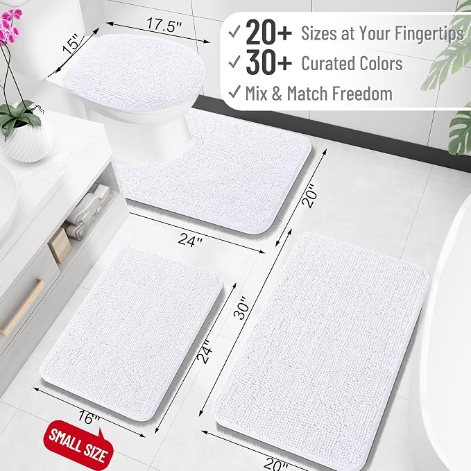 OLANLY Bathroom Rugs 30x20, Extra Soft Absorbent Chenille Bath Rugs, Rubber