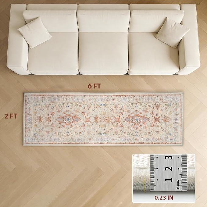 AREDO Runner Rug with Non Slip Rubber Backing, Washable Soft Floor Carpet