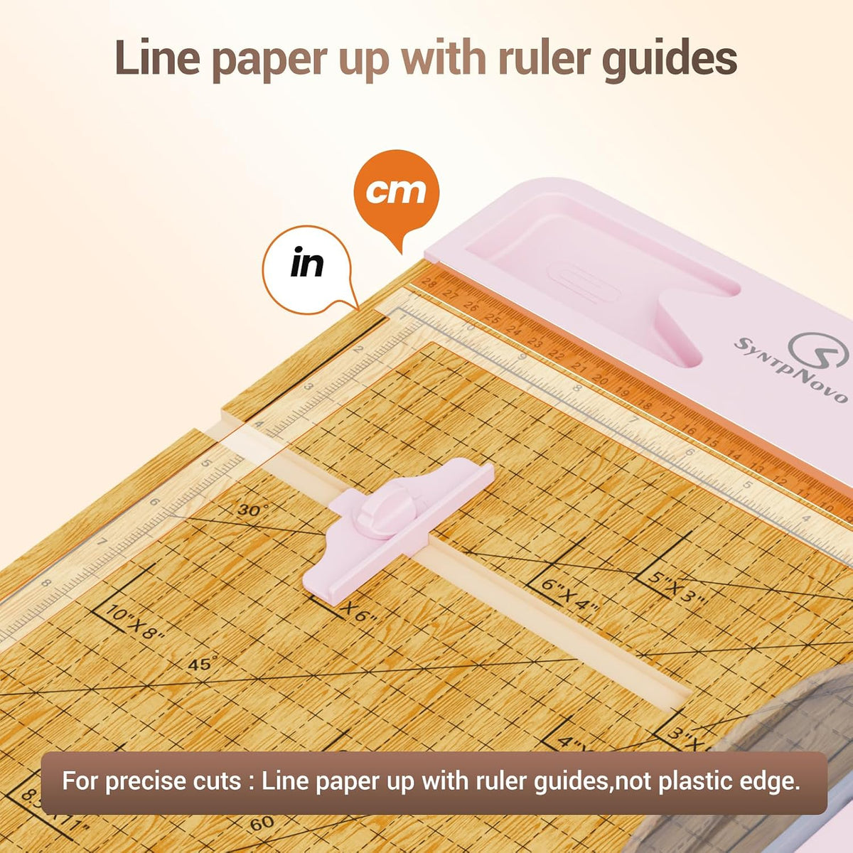 12 Inch Heavy Duty Paper Cutter, Wood Guillotine Paper Cutter & Paper Trimmer, 25-30 Sheets Capacity Paper Cutting Board for Classroom, Crafting, Cardstock Pink