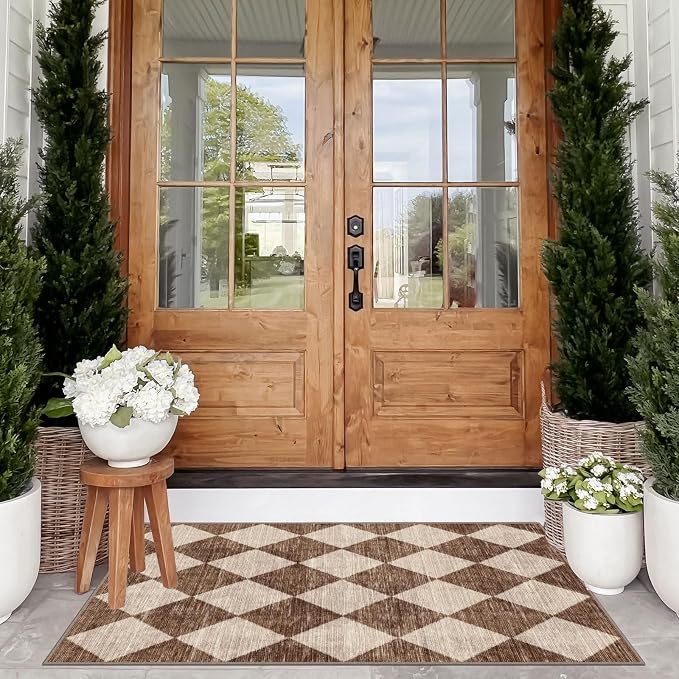 Checkered Entryway Rug