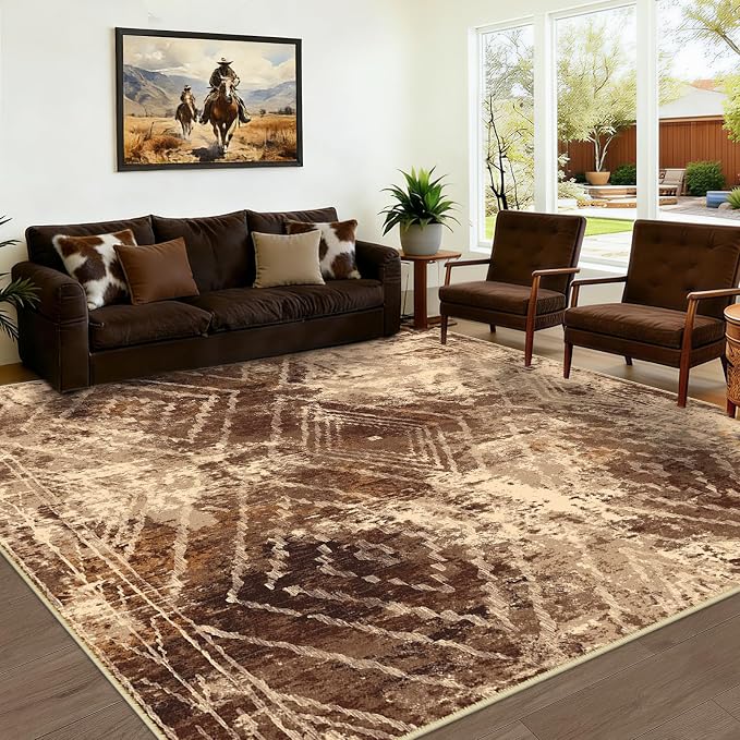 BESTSWEETIE Area Rug 8x10 Rug Machine Washable Non-Slip Low Pile Print Pattern