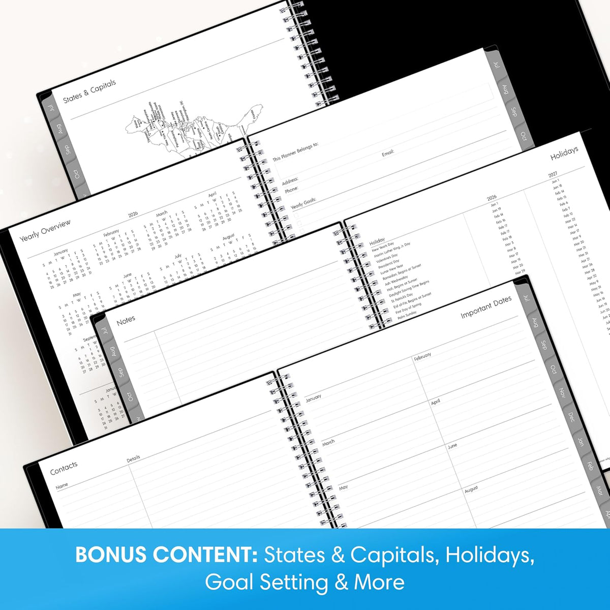 Blue Sky 2026-2027 Weekly and Monthly Academic Year Planner Calendar, July 2026 - June 2027, 8.5" x 11", Flexible Cover, Wirebound, Laminated Tabs, Enterprise (Pack of 2)