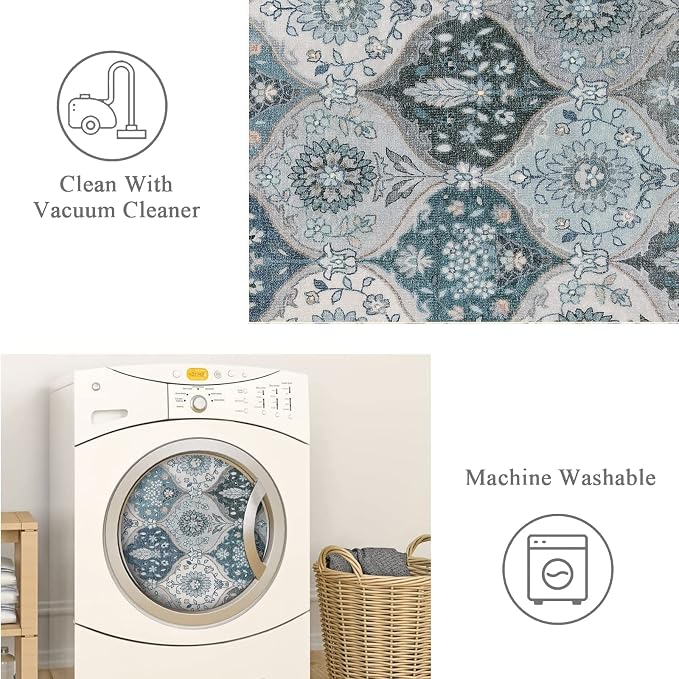 Lahome Moroccan Trellis Washable Rugs, 3x5 Area Rug