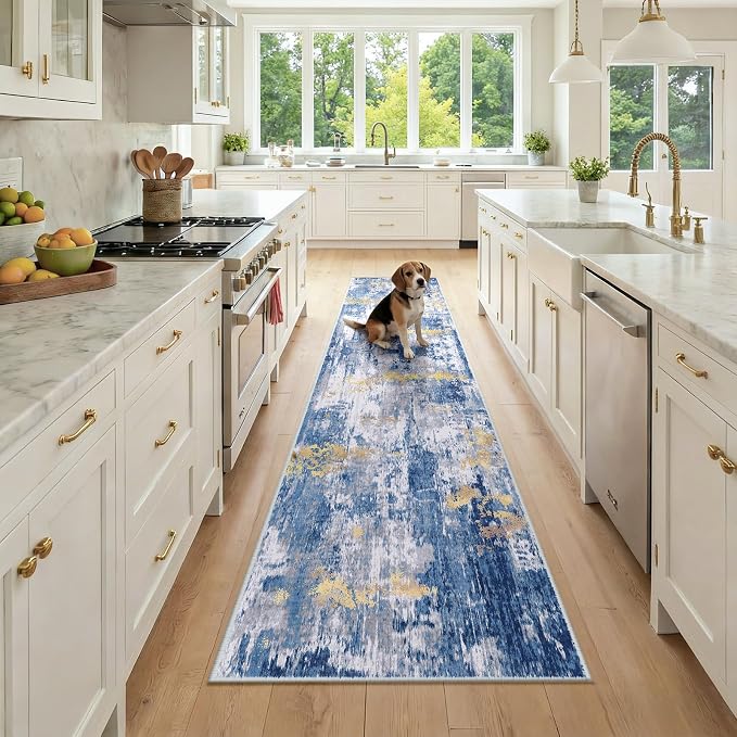 RELEANY Washable Area Rugs 2x9 Non-Slip Modern Abstract Soft