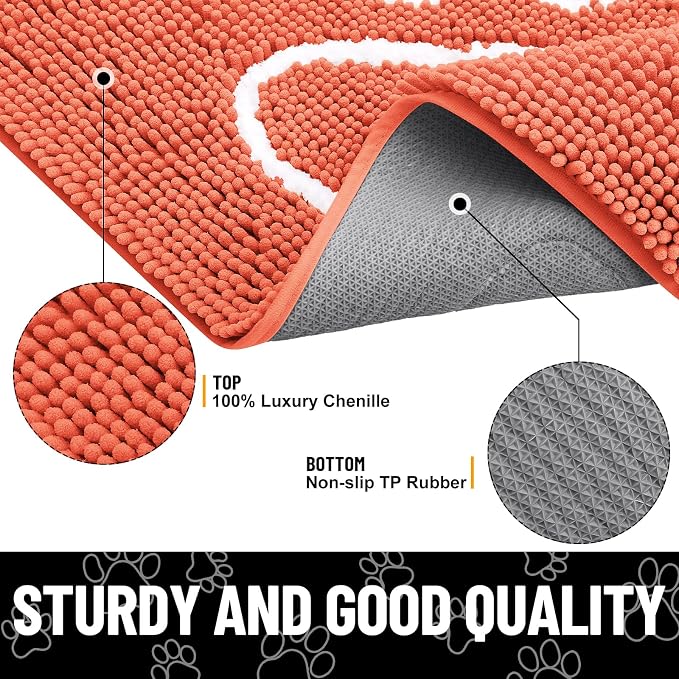 Smiry Dog Door Mat for Muddy Paws, Absorbent Dirt Trapper Non Slip Quick Dry