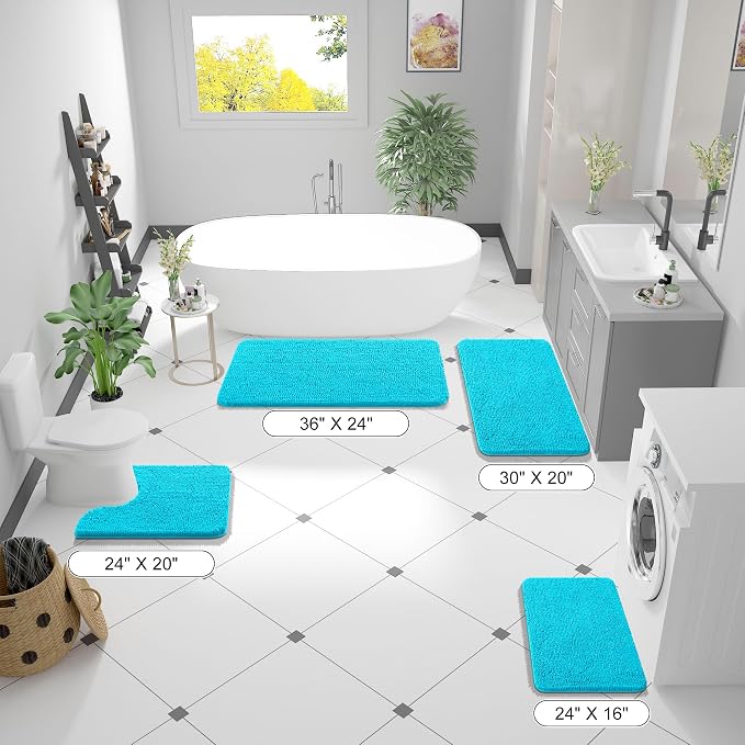 OLANLY Small Bathroom Rugs 24x16, Extra Soft Absorbent Chenille Bath Rugs