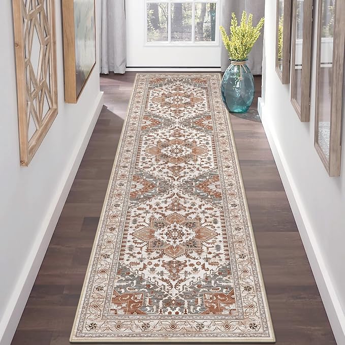 Yamaziot Washable Runner Rug, 2x8 Non-Slip Boho Vintage Hallway Rug Runner