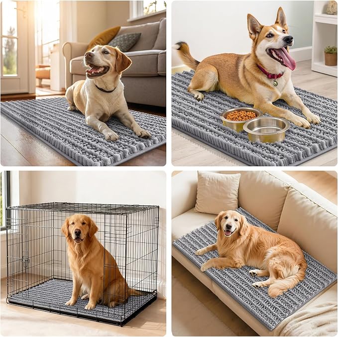 Smiry Dog Door Mat for Muddy Paws 24x16, Absorbent Dirt Trapper, Non-Slip