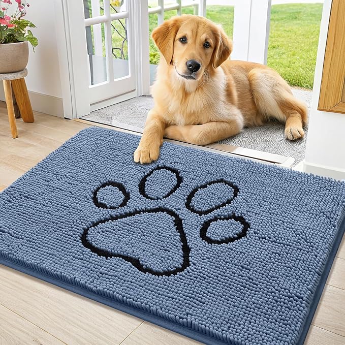Smiry Dog Door Mat for Muddy Paws, Absorbent Dirt Trapper Non Slip Quick Dry