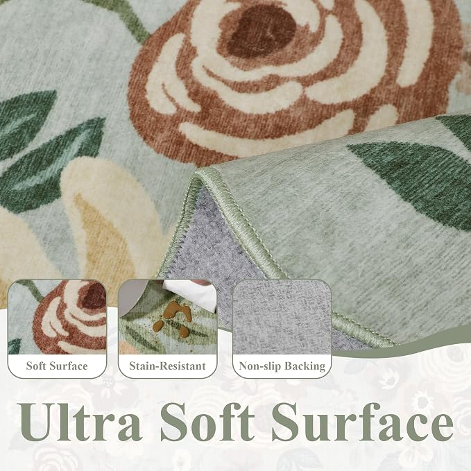DUKINO 2x6 Runner Rug for Hallway, Washable Kitchen Rug